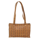 MCM Logogram Vicetos Tote Bag PVC Leather Brown Gold Auth th6372-2