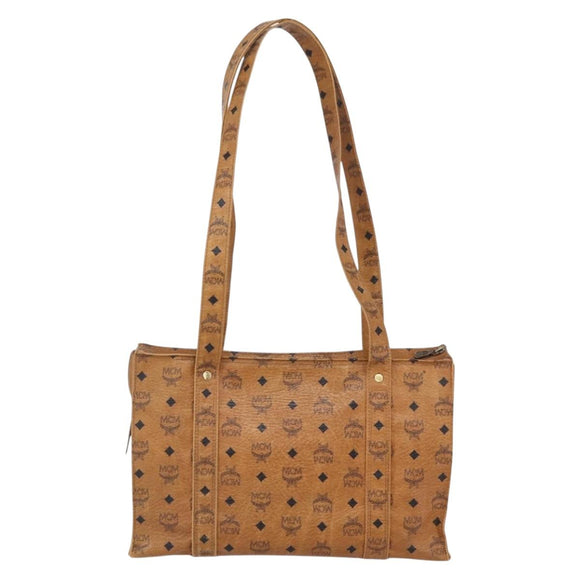 MCM Logogram Vicetos Tote Bag PVC Leather Brown Gold Auth th6372