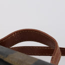 FENDI Pecan Canvas Hand Bag PVC 2way Black Brown Auth th6378-14