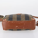 FENDI Pecan Canvas Hand Bag PVC 2way Black Brown Auth th6378-5