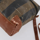 FENDI Pecan Canvas Hand Bag PVC 2way Black Brown Auth th6378-15