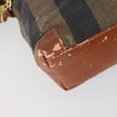 FENDI Pecan Canvas Hand Bag PVC 2way Black Brown Auth th6378-16