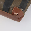 FENDI Pecan Canvas Hand Bag PVC 2way Black Brown Auth th6378-17