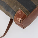 FENDI Pecan Canvas Hand Bag PVC 2way Black Brown Auth th6378-18