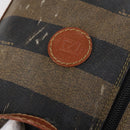 FENDI Pecan Canvas Hand Bag PVC 2way Black Brown Auth th6378-19