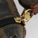 FENDI Pecan Canvas Hand Bag PVC 2way Black Brown Auth th6378-20