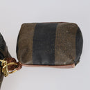 FENDI Pecan Canvas Hand Bag PVC 2way Black Brown Auth th6378-24