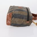 FENDI Pecan Canvas Hand Bag PVC 2way Black Brown Auth th6378-3