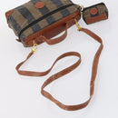 FENDI Pecan Canvas Hand Bag PVC 2way Black Brown Auth th6378-7