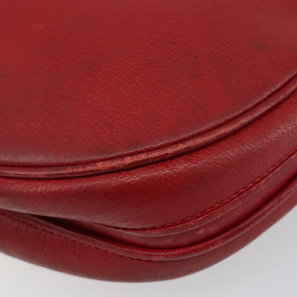 GUCCI Shoulder Bag Leather Red Gold Auth th6379