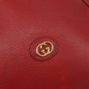 GUCCI Shoulder Bag Leather Red Gold Auth th6379-14