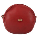 GUCCI Shoulder Bag Leather Red Gold Auth th6379-2