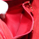 GUCCI Shoulder Bag Leather Red Gold Auth th6379-20