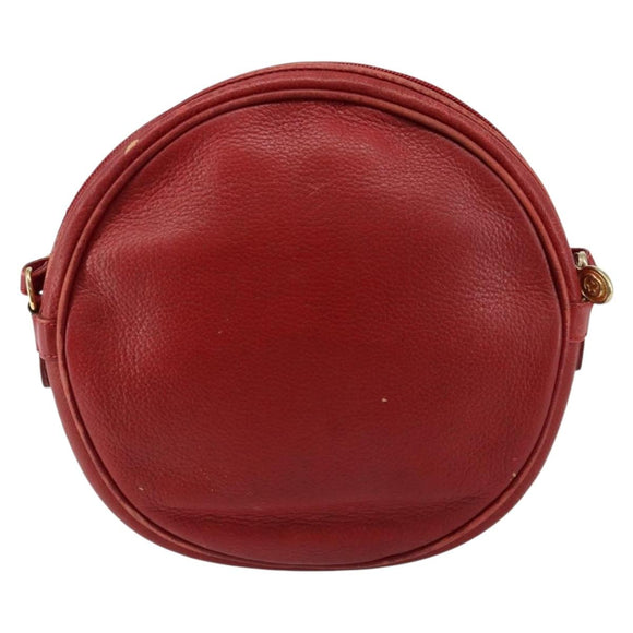 GUCCI Shoulder Bag Leather Red Gold Auth th6379