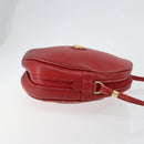 GUCCI Shoulder Bag Leather Red Gold Auth th6379-4