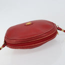 GUCCI Shoulder Bag Leather Red Gold Auth th6379-6