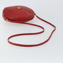 GUCCI Shoulder Bag Leather Red Gold Auth th6379-7