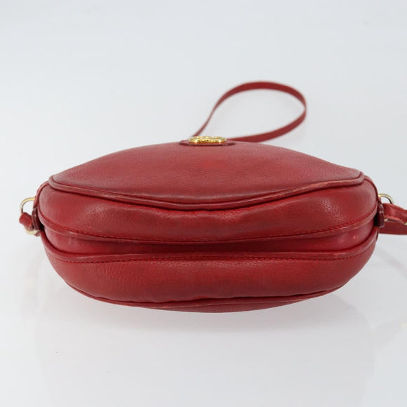 GUCCI Shoulder Bag Leather Red Gold Auth th6379