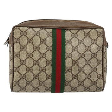 GUCCI GG Supreme Web Sherry Line Clutch Bag PVC Beige Red 89 01 012 Auth th6382 - 0