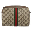GUCCI GG Supreme Web Sherry Line Clutch Bag PVC Beige Red 89 01 012 Auth th6382-3