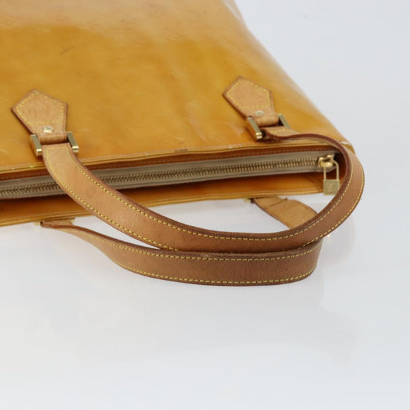 LOUIS VUITTON Monogram Vernis Houston Hand Bag Beige M91004 LV Auth th6384