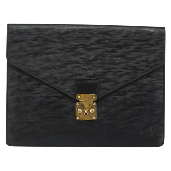 LOUIS VUITTON Epi Porte Documents Senateur Briefcase Black M54452 LV Auth th6385