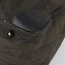 FENDI Pecan Canvas Boston Bag PVC 2way Black Brown gold Auth th6392-9