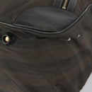 FENDI Pecan Canvas Boston Bag PVC 2way Black Brown gold Auth th6392-17