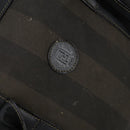 FENDI Pecan Canvas Boston Bag PVC 2way Black Brown gold Auth th6392-19