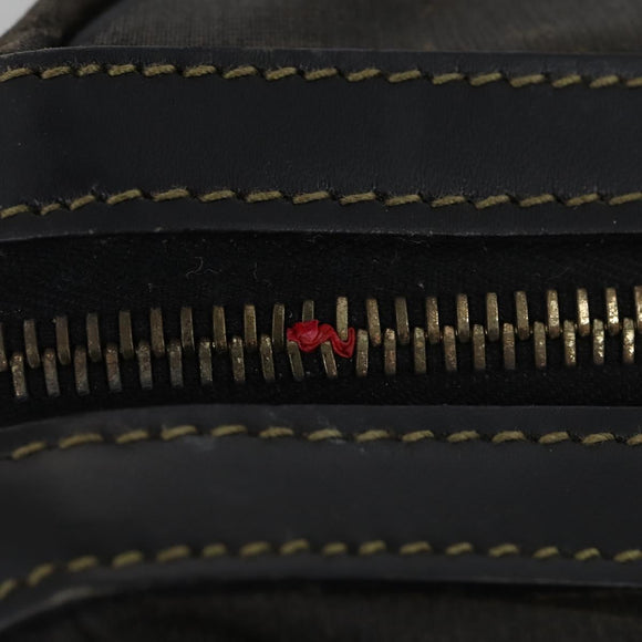 FENDI Pecan Canvas Boston Bag PVC 2way Black Brown gold Auth th6392