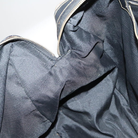 FENDI Pecan Canvas Boston Bag PVC 2way Black Brown gold Auth th6392