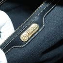FENDI Pecan Canvas Boston Bag PVC 2way Black Brown gold Auth th6392-24
