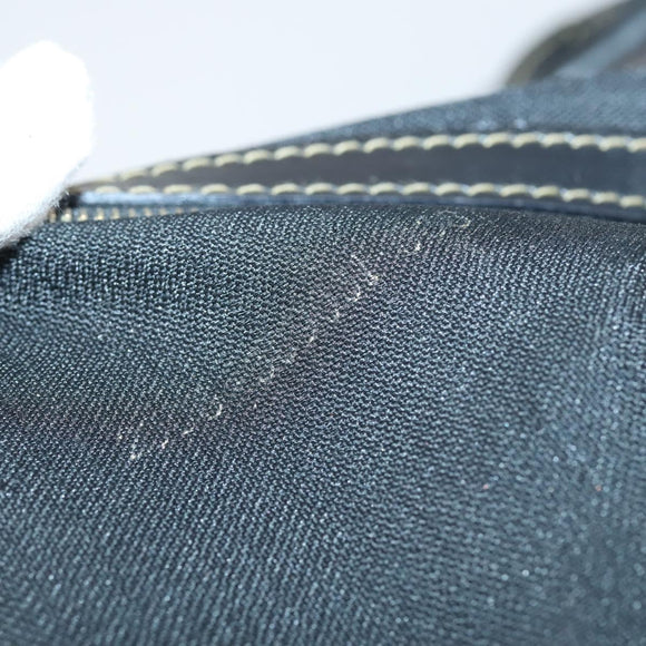 FENDI Pecan Canvas Boston Bag PVC 2way Black Brown gold Auth th6392