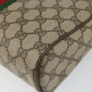 GUCCI GG Canvas Web Sherry Line Clutch Bag PVC Leather Beige Green Auth th6400-15