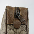 GUCCI GG Canvas Web Sherry Line Clutch Bag PVC Leather Beige Green Auth th6400-8