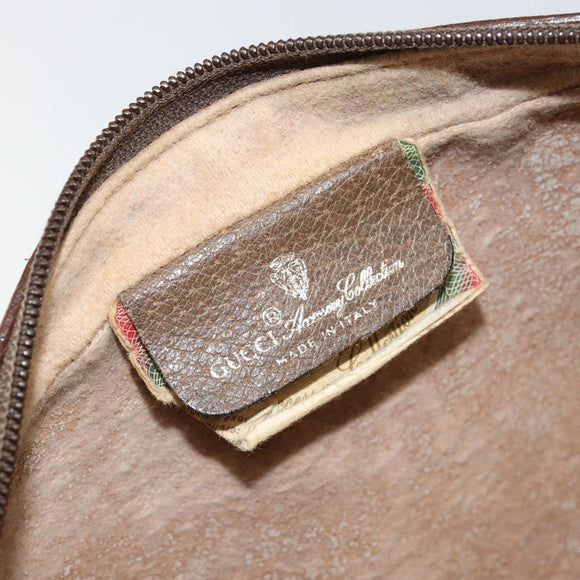 GUCCI GG Canvas Web Sherry Line Clutch Bag PVC Leather Beige Green Auth th6400