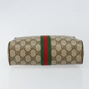 GUCCI GG Canvas Web Sherry Line Clutch Bag PVC Leather Beige Green Auth th6400-6