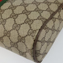 GUCCI GG Canvas Web Sherry Line Clutch Bag PVC Leather Beige Green Auth th6400-7
