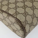 GUCCI GG Canvas Web Sherry Line Clutch Bag PVC Leather Beige Green Auth th6400-14