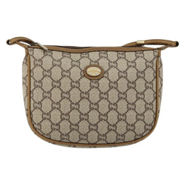 GUCCI GG PLUS Canvas Shoulder Bag PVC Leather Beige Auth th6401 - 0