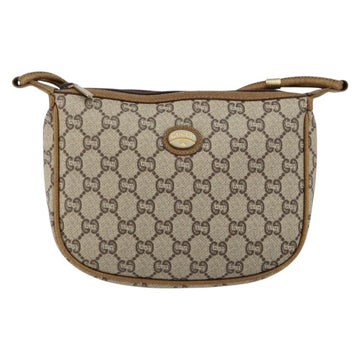 GUCCI GG PLUS Canvas Shoulder Bag PVC Leather Beige Auth th6401 - 0