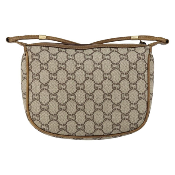 GUCCI GG PLUS Canvas Shoulder Bag PVC Leather Beige Auth th6401