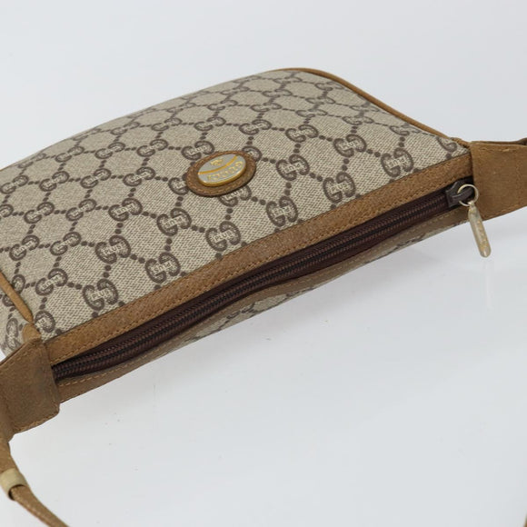 GUCCI GG PLUS Canvas Shoulder Bag PVC Leather Beige Auth th6401