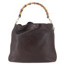 GUCCI Bamboo Shoulder Bag Leather 2way Brown Auth th6404-13