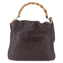 GUCCI Bamboo Shoulder Bag Leather 2way Brown Auth th6404-2