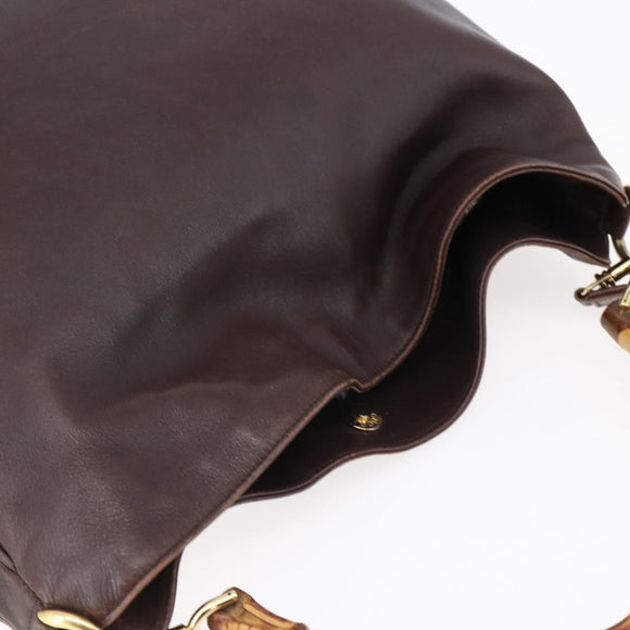 GUCCI Bamboo Shoulder Bag Leather 2way Brown Auth th6404