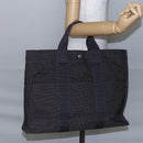 HERMES Her Line MM Hand Bag Canvas Gray Auth th6407-19