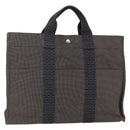 HERMES Her Line MM Hand Bag Canvas Gray Auth th6408-1