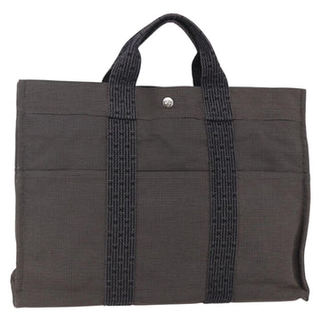 HERMES Her Line MM Hand Bag Canvas Gray Auth th6408