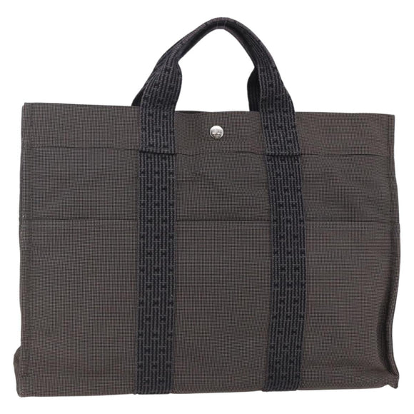 HERMES Her Line MM Hand Bag Canvas Gray Auth th6408